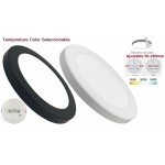 Downlight panel LED Redondo 298mm CCT 24W, Corte ajustable 50 a 260mm, acabado Blanco o Negro